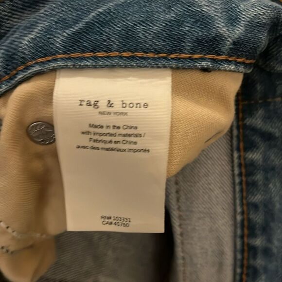 RAG & BONE Maya HW Two-Tone frayed Denim Blue Jeans - Picture 11 of 12